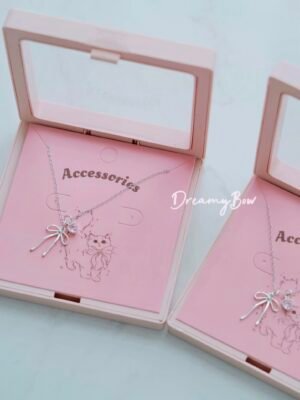 diy 925 silver bow love necklace