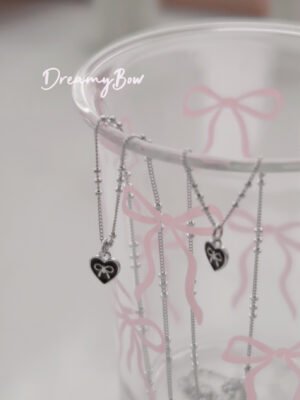 Black love bow necklace