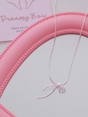 Girly Heart Bow Necklace