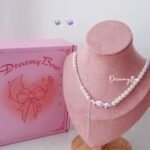 Blush Ribbon Pearl Candy Necklace