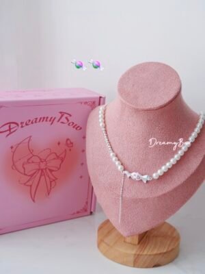 Blush Ribbon Pearl Candy Necklace